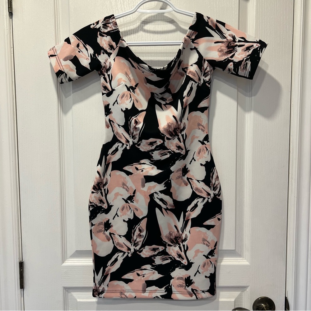 Pink & black floral dress